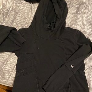 Alo Black Vaunt Side Slit Hoodie Sweatshirt